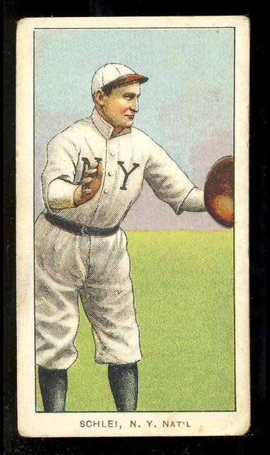 1909-1911 T206 Admiral Schlei (catching) N.Y. Nat’l (National)