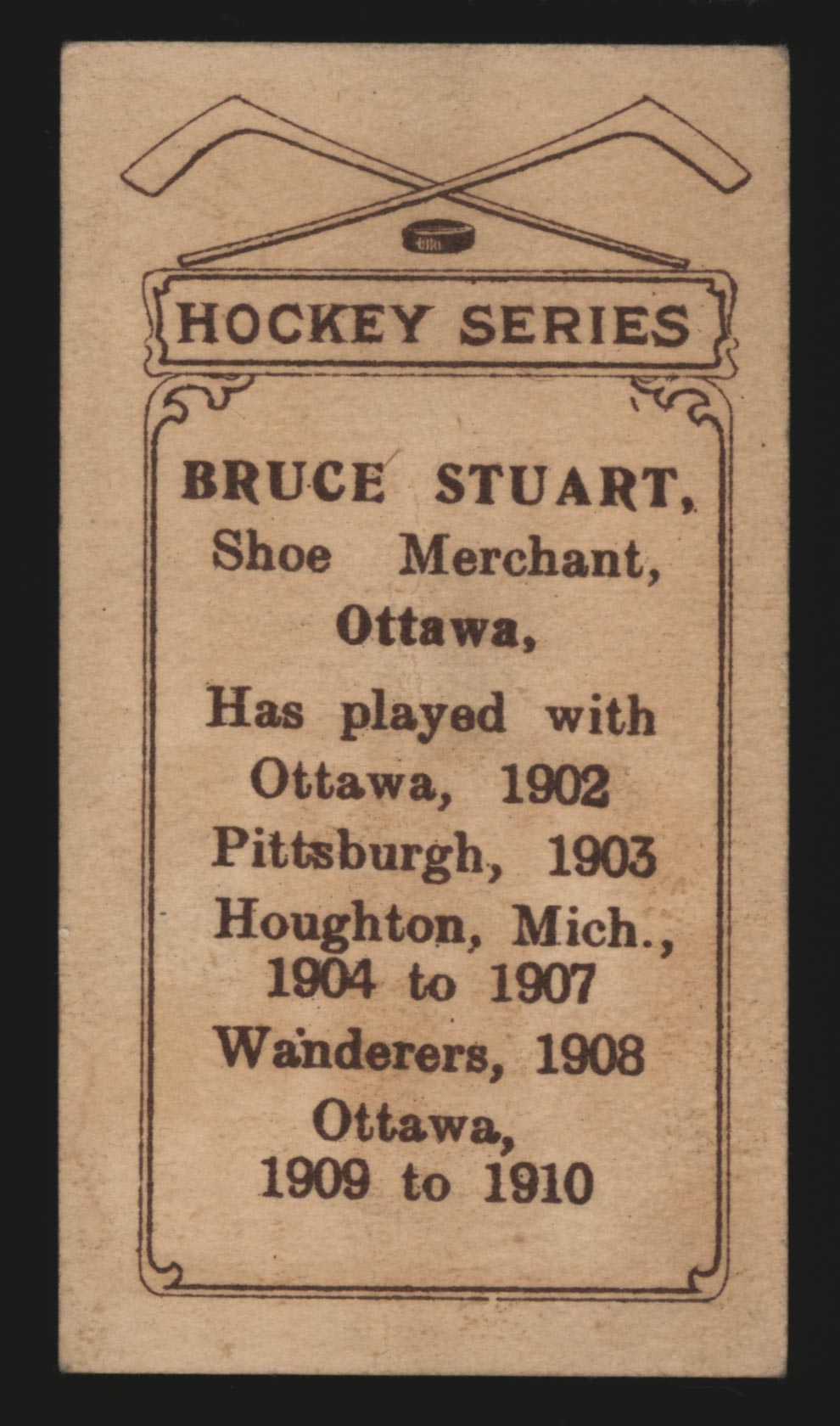 1910-1911 C56 Imperial Tobacco #17 Bruce Stuart Ottawa - Back