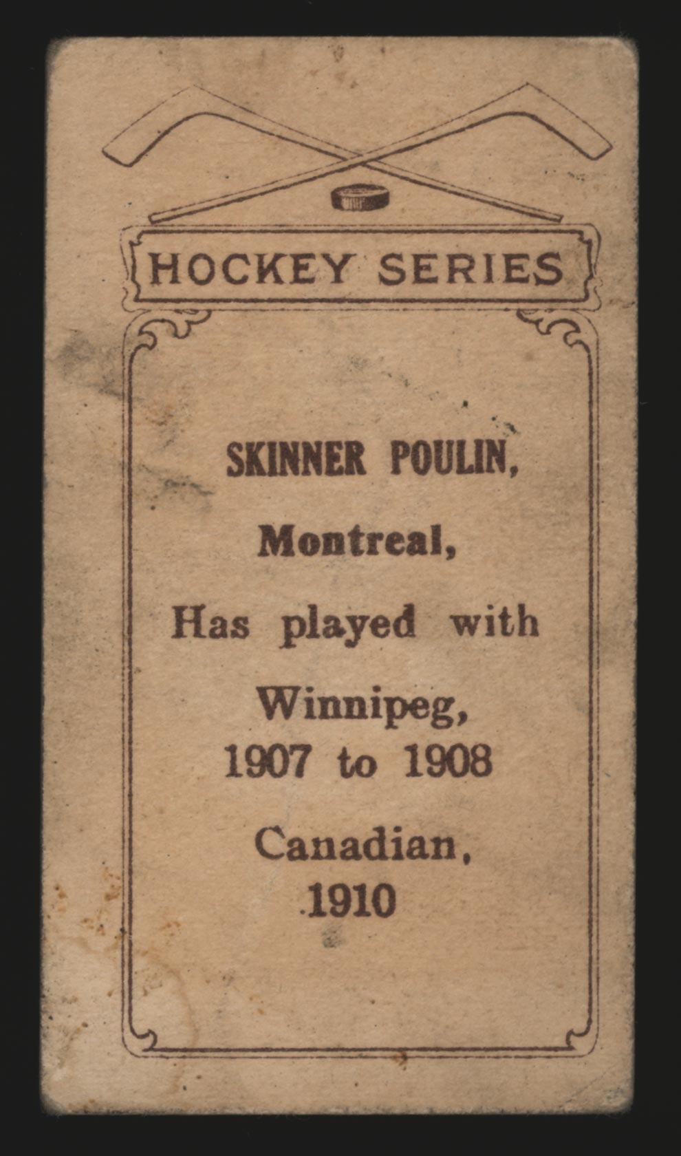 1910-1911 C56 Imperial Tobacco #24 Skinner Poulin Canadian - Back