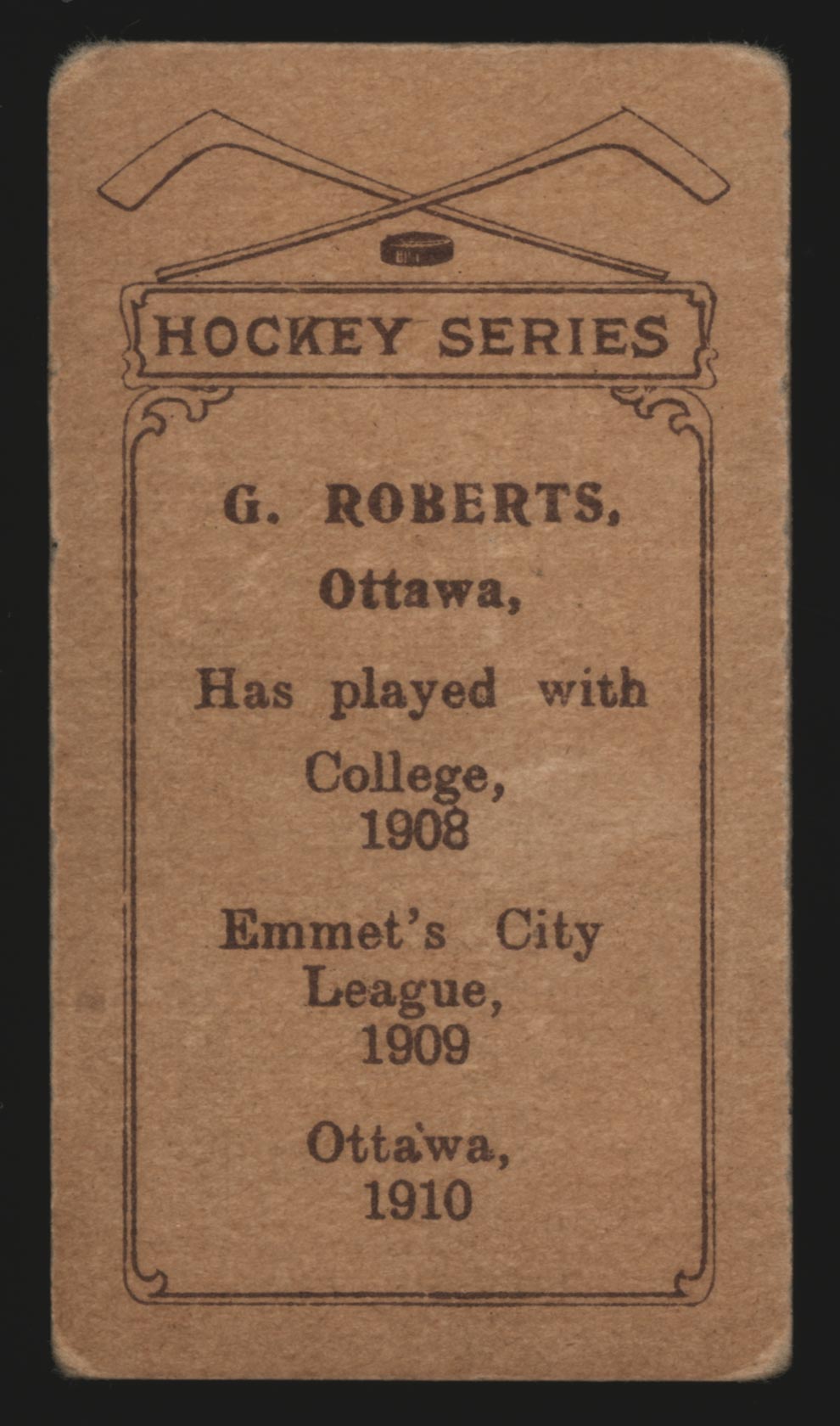 1910-1911 C56 Imperial Tobacco #3 Gordon Roberts Ottawa - Back