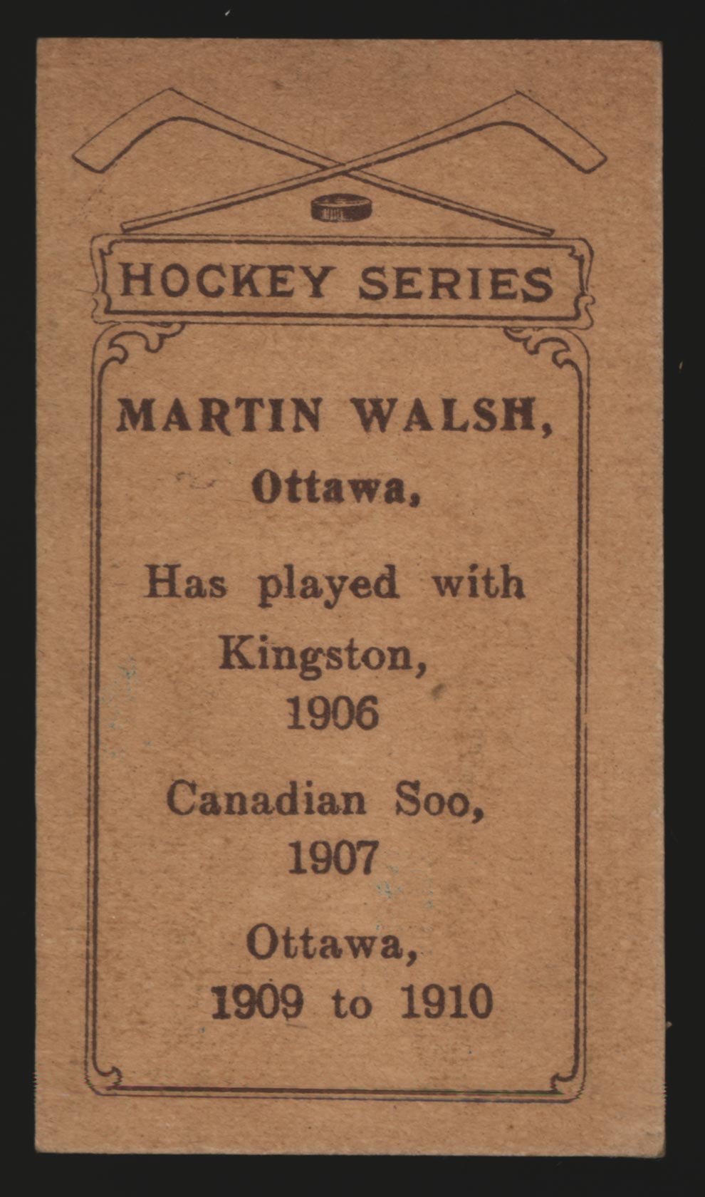 1910-1911 C56 Imperial Tobacco #7 Marty Walsh Ottawa - Back