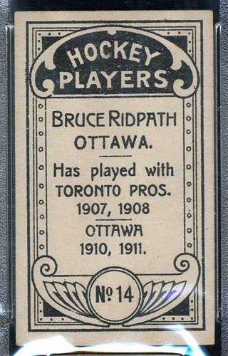 1911-1912 C55 Imperial Tobacco #14 Bruce Ridpath Ottawa - Back