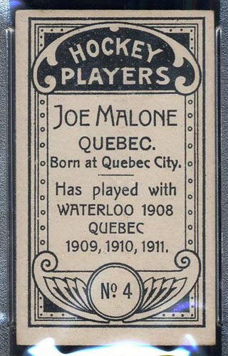 1911-1912 C55 Imperial Tobacco #4 Joe Malone Quebec - Back