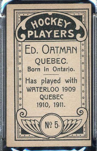 1911-1912 C55 Imperial Tobacco #5 Ed Oatman Quebec - Back