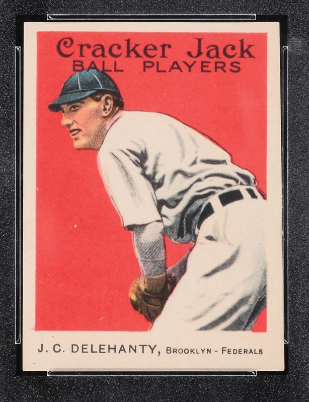 1915 E145-2 Cracker Jack #81 Jim Delehanty (Delahanty) Brooklyn (Federal) - Front