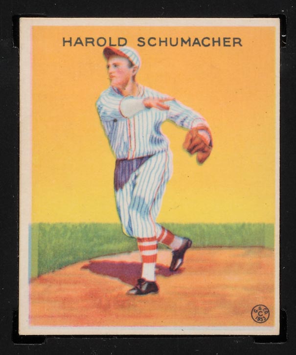 1933 Goudey #129 Harold Schumacher New York Giants - Front