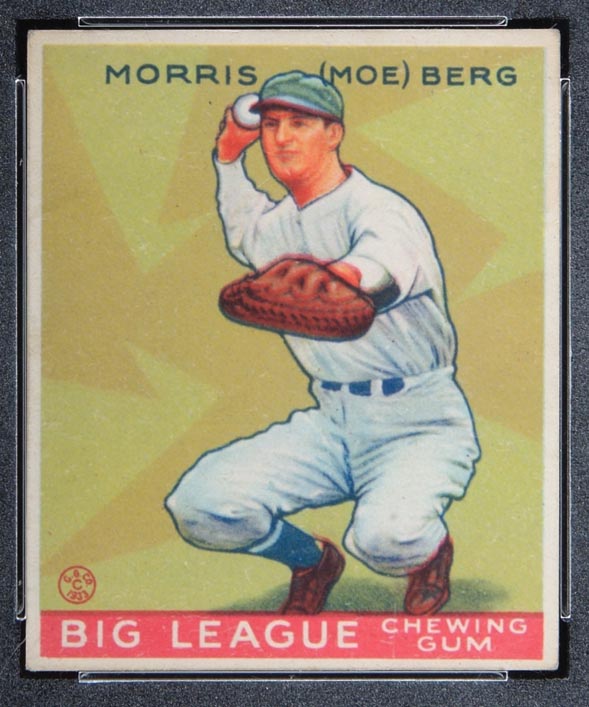 1933 Goudey #158 Morris (Moe) Berg Washington Senators - Front