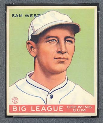 1933 Goudey #166 Sam West St. Louis Browns - Front