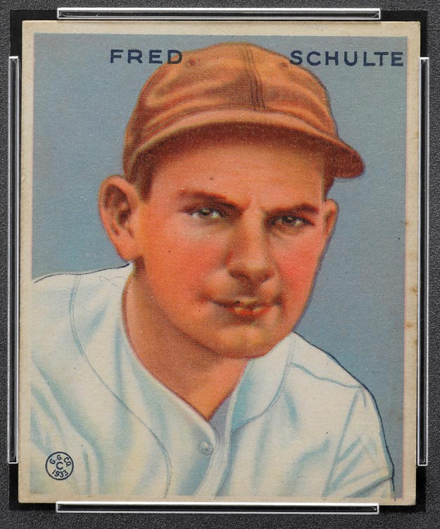 1933 Goudey #190 Fred Schulte Washington Senators - Front