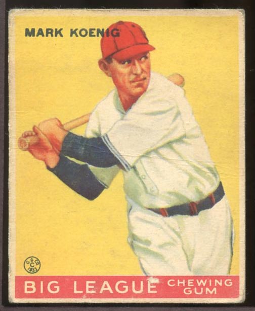 1933 Goudey #39 Mark Koenig Chicago Cubs - Front