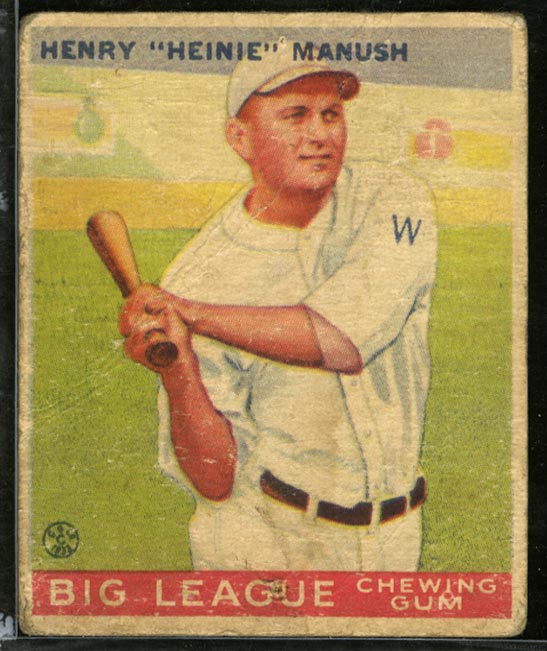 1933 Goudey #47 Henry “Heinie” Manush (no fence) Washington Senators - Front