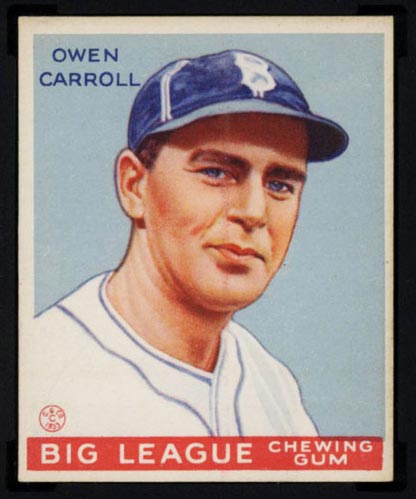 1933 Goudey #72 Owen Carroll Brooklyn Dodgers - Front