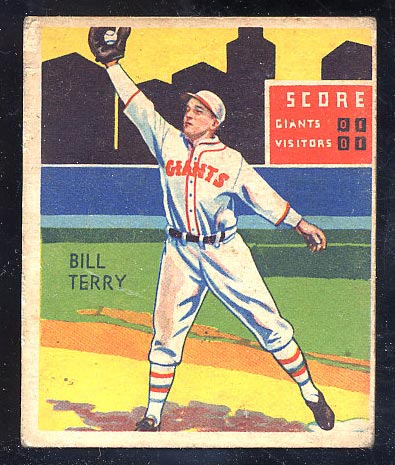 1934-1936 R327 Diamond Stars #14 Bill Terry (1934) New York Giants - Front