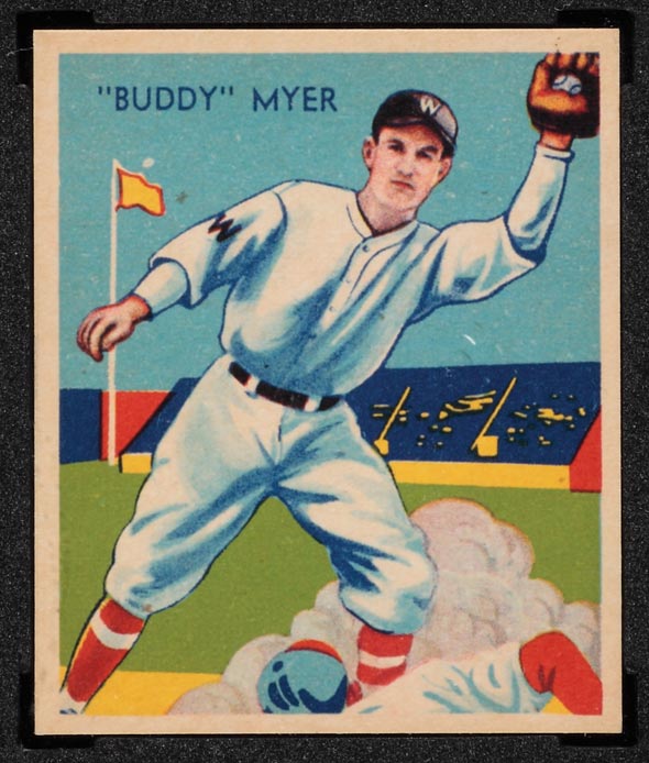 1934-1936 R327 Diamond Stars #4 “Buddy” Myer (1935) Washington Senators - Front