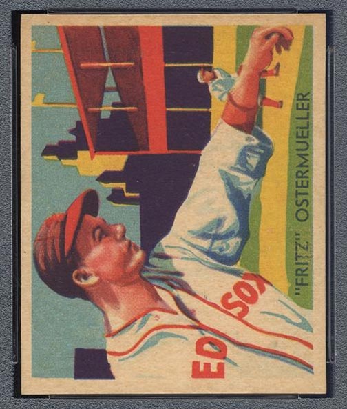 1934-1936 R327 Diamond Stars #73 “Fritz” Ostermueller (1935, green back) Boston Red Sox - Front