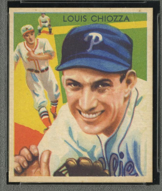 1934-1936 R327 Diamond Stars #80 Louis Chiozza (1935, green back) Philadelphia Phillies - Front