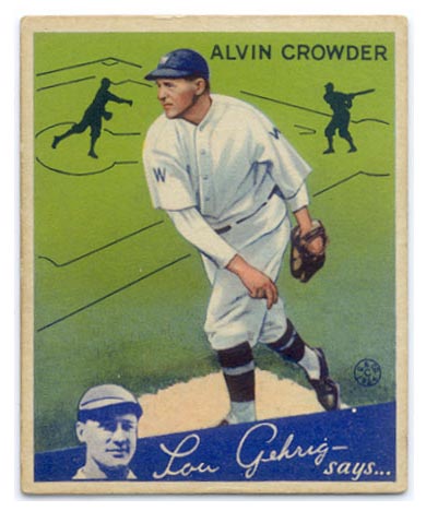 1934 Goudey #15 Alvin Crowder Washington Senators - Front