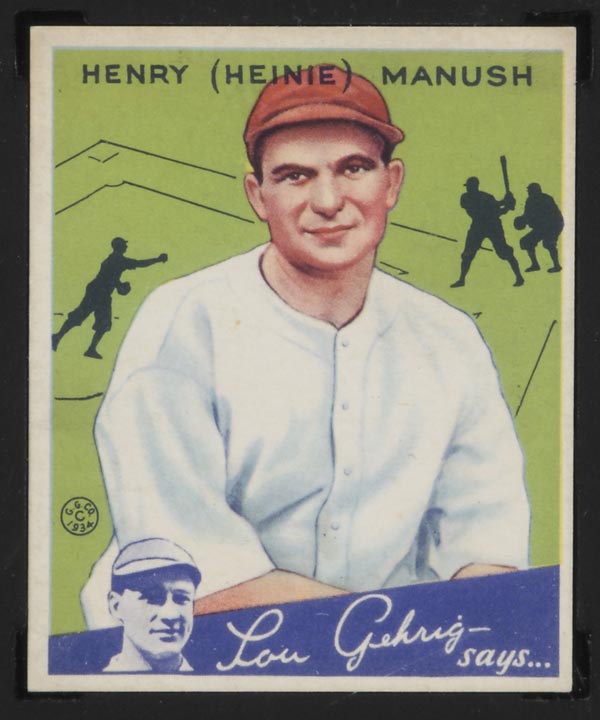 1934 Goudey #18 Henry (Heinie) Manush Washington Senators - Front