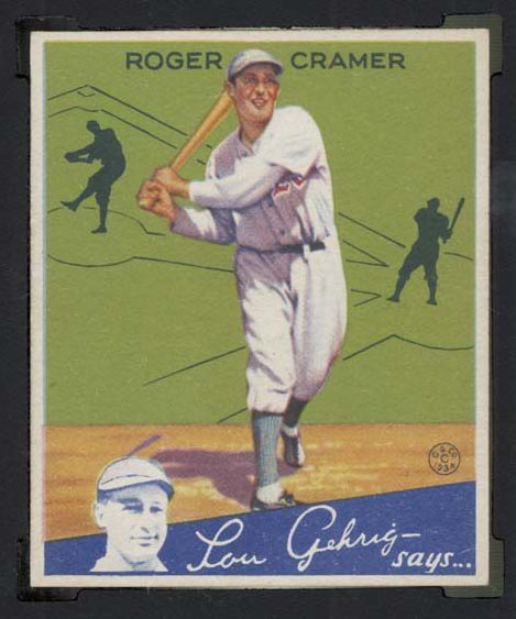 1934 Goudey #25 Roger Cramer Philadelphia Athletics - Front