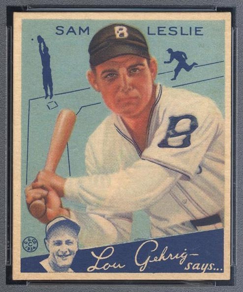 1934 Goudey #49 Sam Leslie Brooklyn Dodgers - Front