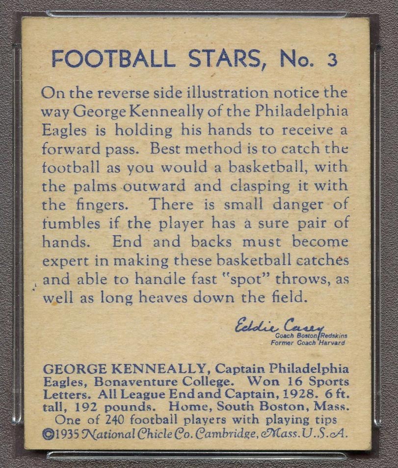 1935 National Chicle #3 George Kenneally Philadelphia Eagles - Back