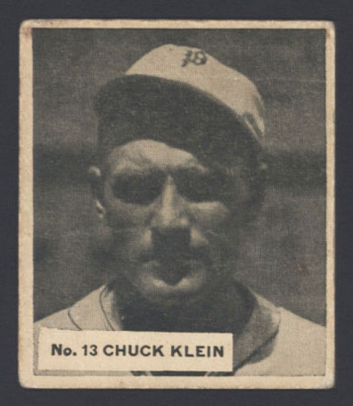 1936 V355 World Wide Gum #13 Chuck Klein Chicago Cubs - Front