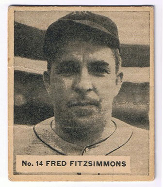 1936 V355 World Wide Gum #14 Fred Fitzsimmons New York Giants - Front
