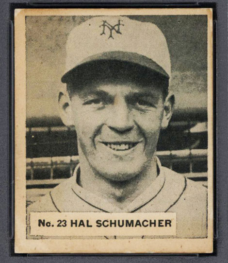 1936 V355 World Wide Gum #23 Hal Schumacher New York Giants - Front