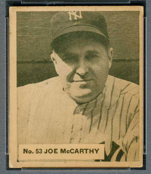 1936 V355 World Wide Gum #53 Joe McCarthy New York Yankees - Front