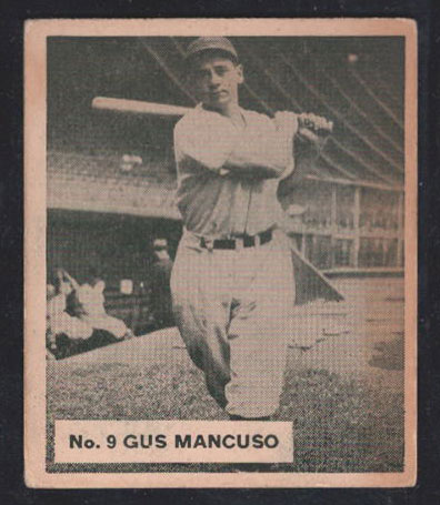 1936 V355 World Wide Gum #9 Gus Mancuso New York Giants - Front