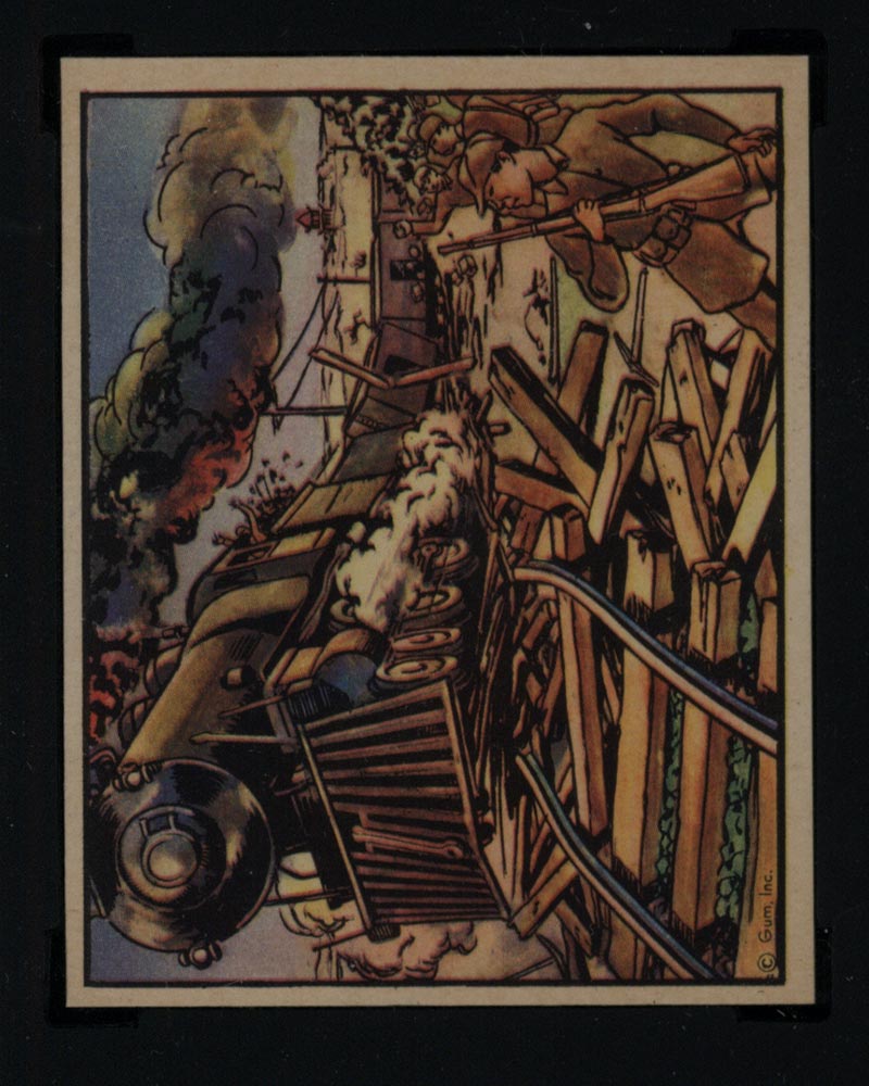 1938 Gum Inc Horrors of War #102 Chinese Guerillas Wreck a Supply Train - Front
