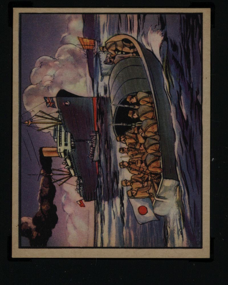 1938 Gum Inc Horrors of War #203 Jap Launches Halt British Ship in Whangpoo - Front