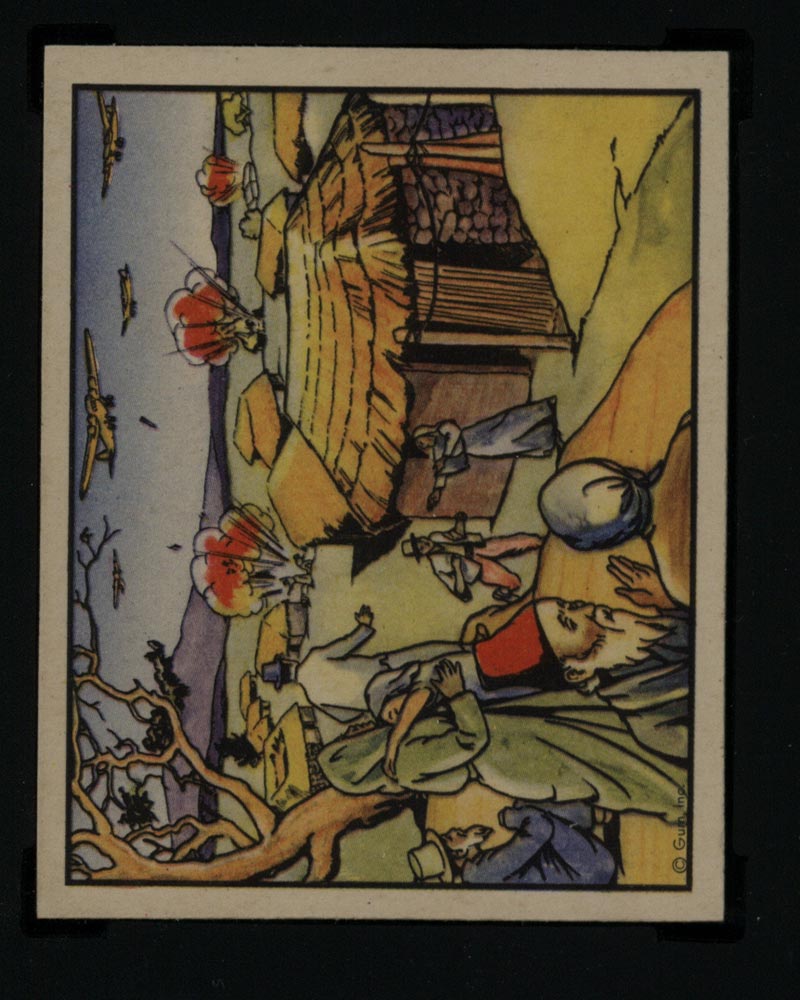 1938 Gum Inc Horrors of War #250 Russian Bombers Raid Korean Villages - Front