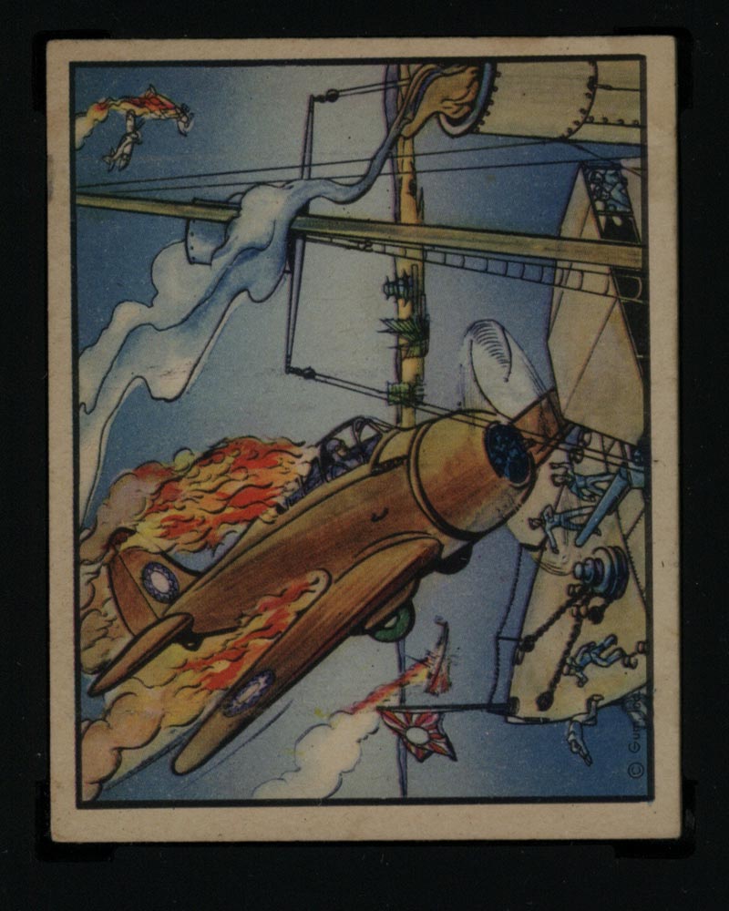 1938 Gum Inc Horrors of War #259 Chinese Pilot Makes Death Dive in Yangtze - Front