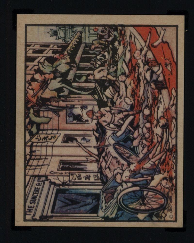 1938 Gum Inc Horrors of War #28 Shanghai Shoppers Blown Up by Bombs - Front