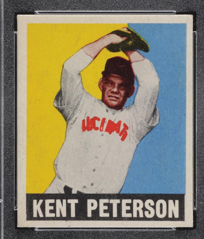 1948-1949 Leaf #42 Kent Peterson (Black Cap) Cincinnati Reds - Front