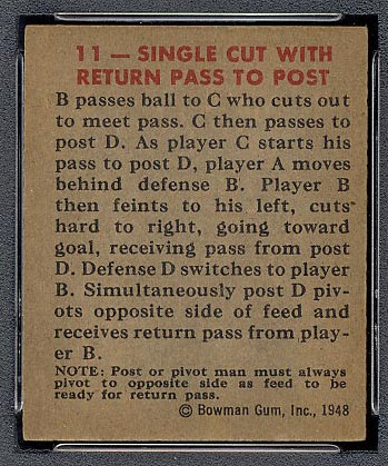 1948 Bowman #11 Single Cut With Return Pass to Post - Back