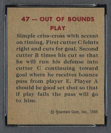 1948 Bowman #47 Out of Bounds Play - Back