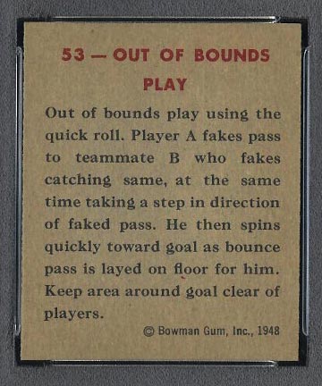 1948 Bowman #53 Out of Bounds Play - Back