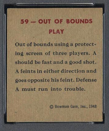 1948 Bowman #59 Out of Bounds Play - Back