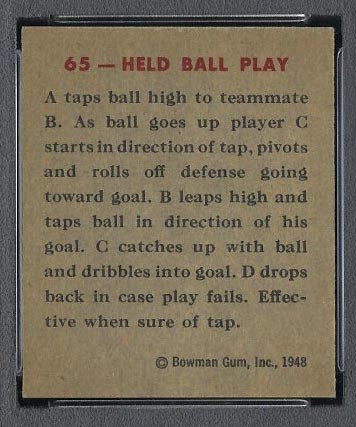 1948 Bowman #65 Held Ball Play - Back