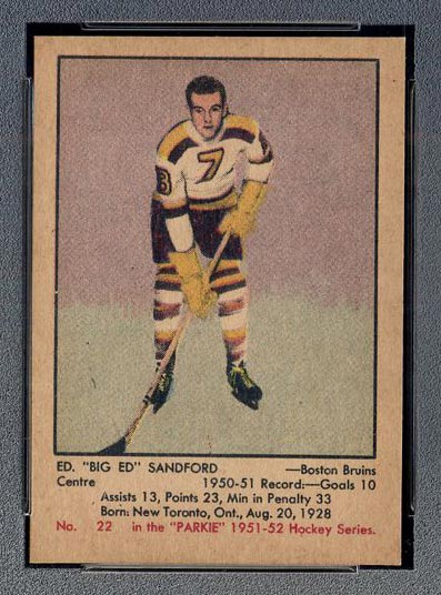 1951-1952 Parkhurst #22 Ed Sandford Boston Bruins