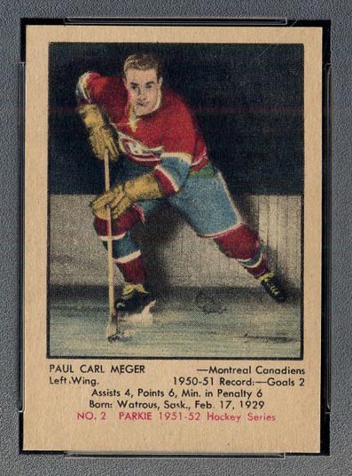 1951-1952 Parkhurst #2 Paul Meger Montreal Canadiens