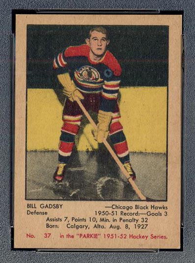 1951-1952 Parkhurst #37 Bill Gadsby Chicago Black Hawks