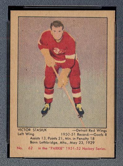 1951-1952 Parkhurst #62 Vic Stasiuk Detroit Red Wings