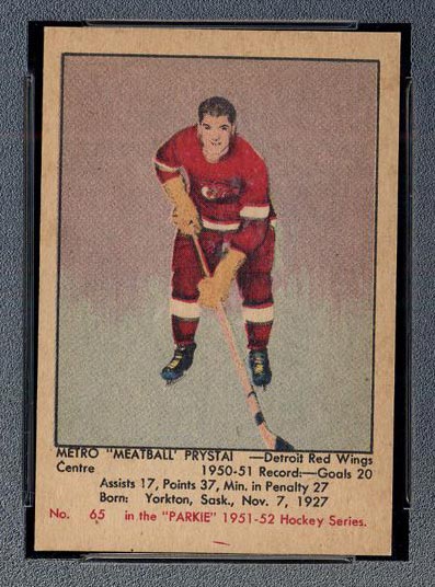 1951-1952 Parkhurst #65 Metro Prystai Detroit Red Wings