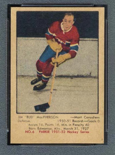 1951-1952 Parkhurst #6 Bud MacPherson Montreal Canadiens