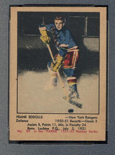 1951-1952 Parkhurst #89 Frank Eddolls New York Rangers