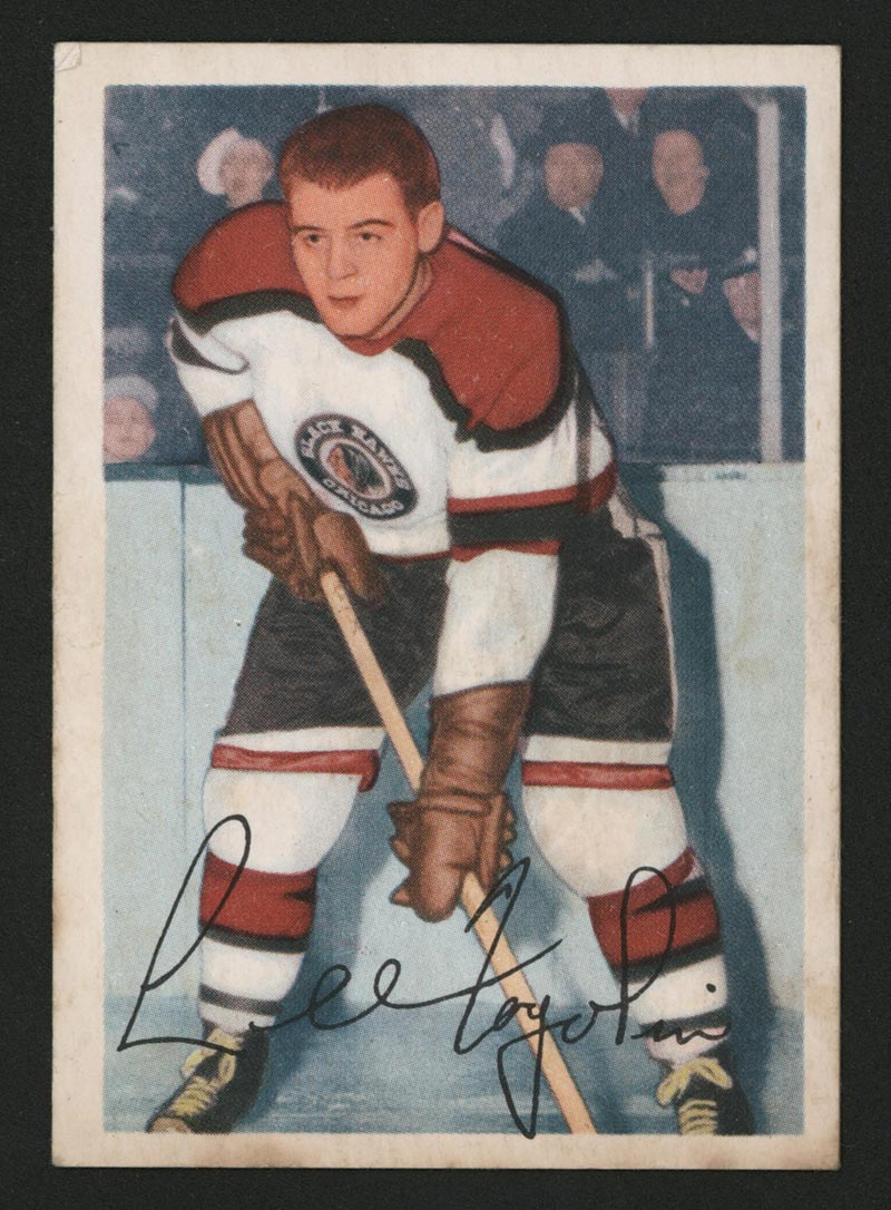 1953-1954 Parkhurst #72 Lee Fogolin Chicago Black Hawks - Front