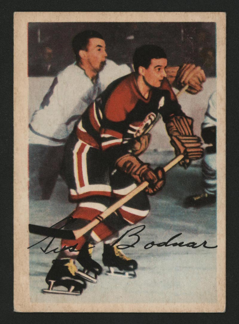 1953-1954 Parkhurst #75 Gus Bodnar Chicago Black Hawks - Front